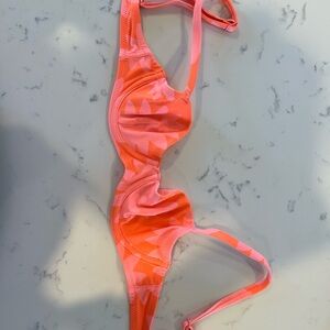 AERIE Neon Coral Pink Underwire Bikini Top